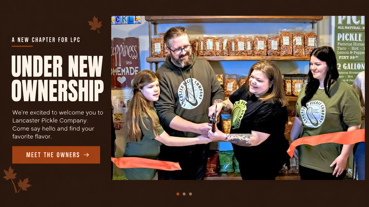 James, his wife and two daughters cutting the ribbon at Lancaster Pickle Company. Original family photograph.